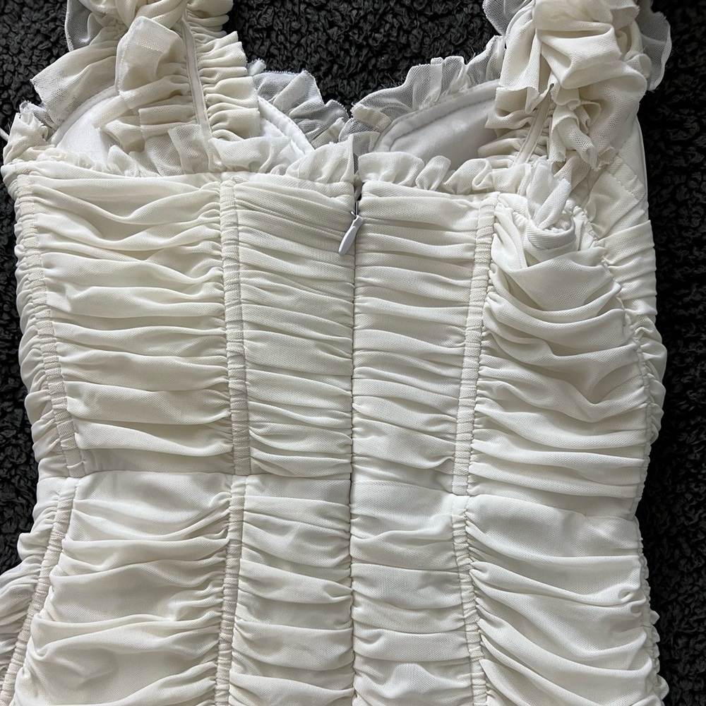 WHITE FASHION NOVA RUFFLE MINI DRESS - Picture 4 of 6